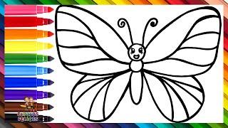 Dibuja y Colorea Una Linda Mariposa  Dibujos Para Niños