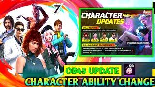 OB45 UPDATE CHARACTER ABILITY CHANGE FULL DETAILS || All 16 Character new ability full details !!!