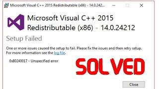 How to Fix Microsoft Visual C++ 2015 Redistributable Setup Failed error 0x80240017