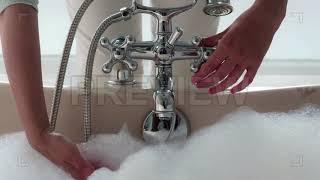 Turning Off Bath Faucet Stock Video