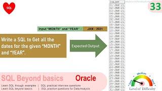 Oracle SQL Practical question | SQL to Get all dates for the given input month and year | date range