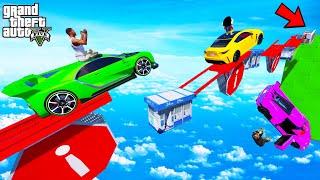 FRANKLIN TRIED IMPOSSIBLE MOVING STOPPERS RAMP JUMP PARKOUR CHALLENGE IN GTA 5 | SHINCHAN and CHOP