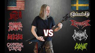 American Big 4 VS Swedish Big 4  (Death Metal Guitar Riffs Battle)
