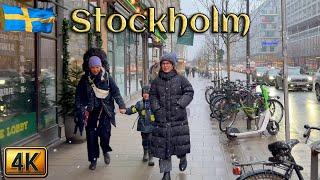 Sweden: Snowy Stockholm Christmas Walk in 4K