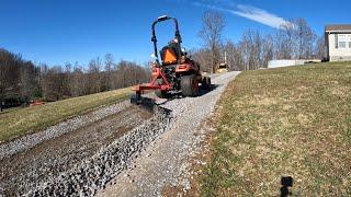 Regrading a Gravel Road with the Kubota BX2380 and rear angle blade!