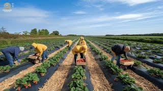 How California Famers MILLIONS Of Strawberries Harvest & Packing  | Agriculture Technology