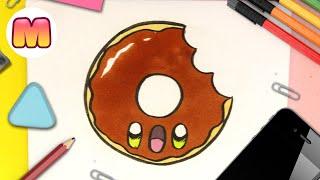 COMO DIBUJAR UNA DONA O DONUT KAWAII - Dibujos kawaii faciles - como dibujar comida kawaii