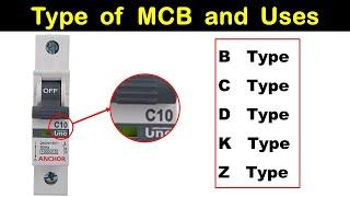 B C D K Z Type of MCB And their Uses | Types of miniature circuit breaker @TheElectricalGuy
