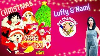 how to draw luffy x nami | one piece drawing | como dibujar nami | christmas drawing #pcartchannel