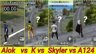 ALOK VS K VS SKYLER VS A124 ll ABILITY TEST