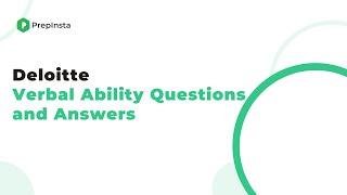 Deloitte English Verbal Ability Questions and Answers