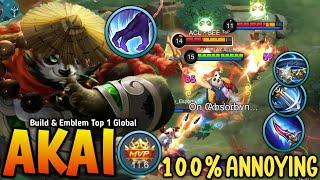 100% ANNOYING!! Akai Best One Shot Build & Emblem For Jungler MVP Plays - Build Top 1 Global Akai