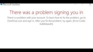 Fix OneDrive Sign in Error 0x8004de25
