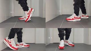 Nike AIR MAX 1 86 ORIGINAL BIG BUBBLE White University Red On Feet