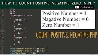 how to count positive and negative numbers in php array || sum of positive negative array with php