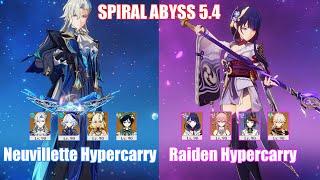 C1 Neuvillette Hypercarry & C0 Raiden Hypercarry | Spiral Abyss 5.4 | Genshin Impact