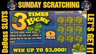 SUNDAY SCRATCHING with DaBoss SLOTS on 3 TIMES LUCKY SCRATCH CARD #dabossslots