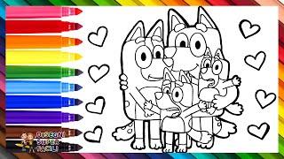 Disegnare e Colorare Bluey e la Sua Famiglia ️ Disegni per Bambini