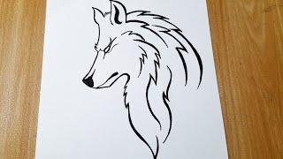 How to draw a tribal wolf head tattoo