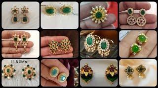 green stones earrings desings//with weight-2022.