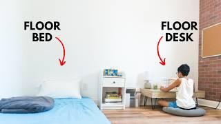 We ditched my son's traditional bedroom furniture for FLOOR LIVING