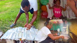 Cooking at A Baby Party Zinc Fish Rice&peas Hot Dog  Curry Chicken Fry Chicken Steamed Fish