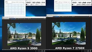 3Dsmax Vray 3 4 Render Time Exterior AMD R7 2700X vs AMD R9 3900