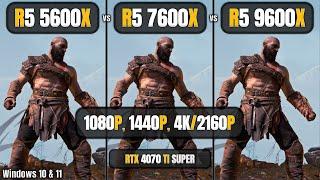 AMD Ryzen 5 5600x vs 7600x vs 9600x - 1080p, 1440p, 4K - 4070 Ti Super - Test in 10 Games