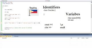 Identifiers, Variables and cin and cout in c++ Tagalog Tutorial 2