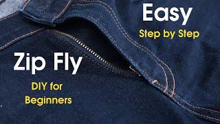Sewing Jeans Zipper Fly Tutorial | Easy Zip Fly DIY | Stitching Mall