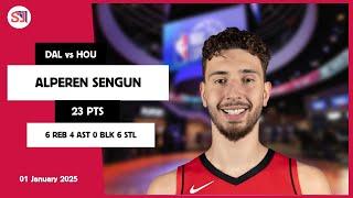 ALPEREN SENGUN 23 PTS vs DAL 01 Jan 24-25 HOU Highlights