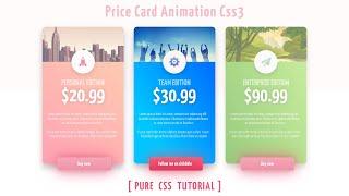 Pricing Table Design with html and css - Pure CSS Tutorials | price card html css | pricing table