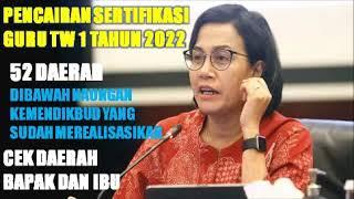 INFO TERBARU! DAERAH YANG SUDAH MELAKUKAN PENCAIRAN SERTIFIKASI TW 1 TAHUN 2022