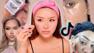 Full Face of Tik Tok Makeup Hacks  | SACHEU