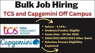 TCS Recruitment | Capgemini Off Campus Drive 2023 2022 2021 2020 Batch | Test Date 25 DEC 2022