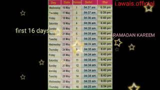 RAMADAN KAREEM 2018-TIME TABLE/ IN INDIA.(FULL)