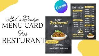 MENU CARD design for resturant | Menu card Design in canva | Food Menu Design | Menu Card Design