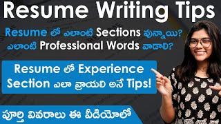 Elements in a Resume Explained in Telugu | Experience Section | Resume Writing Tips in Telugu