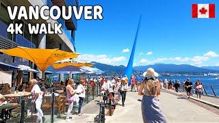  【4K】️ Downtown Vancouver BC, Canada. Amazing sunny day.  Relaxing Walk.