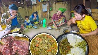 Sheep Meat Fry Recipe with rice in Rural Village | Lamb Meat recipe | Rural village cooking & eating