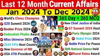 Last 12 Month Yearly Current Affairs in English | Jan 2024 To Dec 2024 | Most Important Questions