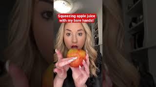 Squeezing apple juice with my bare hands #shorts #applejuice #foodmagic #tiktokcreator #foodie