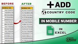 how to add 91 before number in excel | country code add in excel