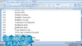 TRANSACTION ERROR CODE | BANKING SOLUTION