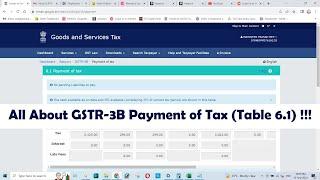All About GSTR-3B Payment of Tax (Table 6.1) !!!