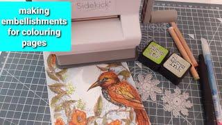 Sizzix Sidekick die cutter to make embellishments for colouring book backgrounds -Adult colouring