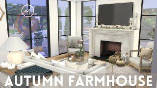 YOUNG COUPLE SMALL MODERN FARMHOUSE with autumn decor || Sims 4 || CC SPEED BUILD + CC List