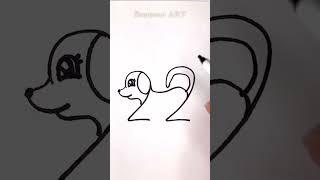 How to Draw a Dog from Numbers 22 Very Easy #art #drawing #shorts