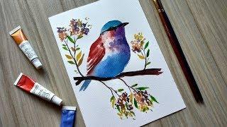 Easy bird Painting / Watercolor Beautiful Bird Painting