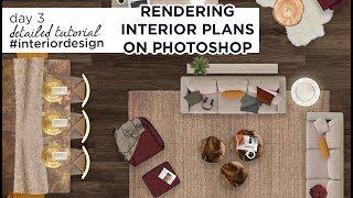 How to Color & Render Interior Design Plans on Photoshop | Detailed Tutorial